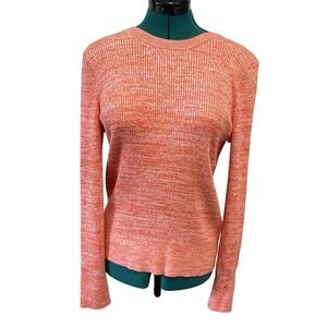 NWT Banana Republic Sweater Womens Large Orange Ribbed Knit Crew Neck